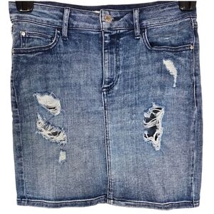 Guess Blue Distressed Denim Mini Skirt Size Small